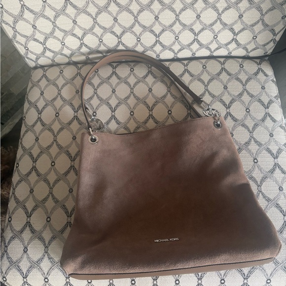 NWOT Michael Kors Brown Suede Shoulder Bag - Picture 4 of 10